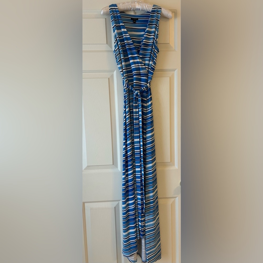 Ann Taylor Blue and White Striped Maxi Dress